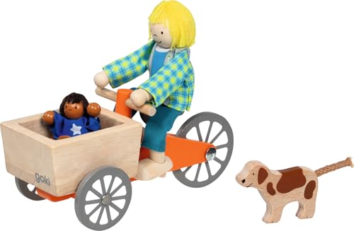 goki Lastenfahrrad mit 2 Biegepuppen und Hund: Lastenrad: 16 x 6,8 x 7,5 cm, Holz, Textil, 4 Teile, per Set, Braun goki Lastenfahrrad mit 2 Biegepuppen und Hund: Lastenrad: 16 x 6,8 x 7,5 cm, Holz, Textil, 4 Teile, per Set, Braun von goki