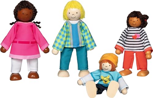 goki 51463 - Hochwertige Biegepuppen Interkulturelle Familie - Puppenset mit 4 Puppen: Mama, Papa, 2 Kinder aus Holz - Bewegliche Figuren für Puppenhäuser goki 51463 - Hochwertige Biegepuppen Interkulturelle Familie - Puppenset mit 4 Puppen: Mama, Papa, 2 Kinder aus Holz - Bewegliche Figuren für Puppenhäuser von goki
