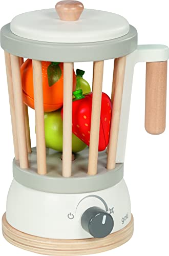 goki 51505 - Standmixer - Spielset - inklusive Früchte mit Klettverbindung - Zubehör für Kinderküche und Kaufladen, aus Holz von goki