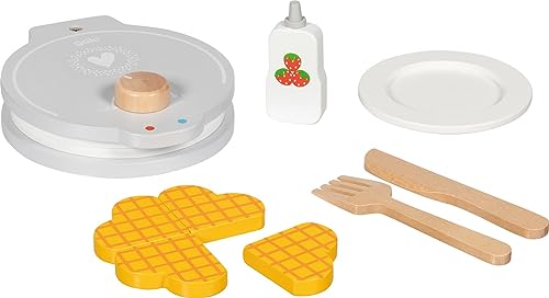 goki 51532 - Waffeleisen mit Zubehör - modernes Design - inkusive Teller, Besteck und Erdbeersoße - perfekte Sonntagswaffeln von goki