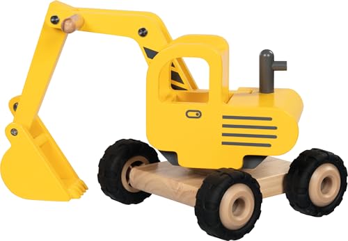 goki 55898 - Bagger aus Massivholz, Robustes Baufahrzeug mit beweglicher Schaufel und Gummireifen, gelb, Kinderspielzeug ab 2 Jahre goki 55898 - Bagger aus Massivholz, Robustes Baufahrzeug mit beweglicher Schaufel und Gummireifen, gelb, Kinderspielzeug ab 2 Jahre von goki