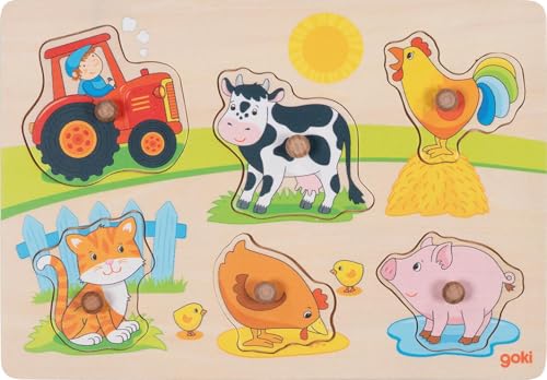 goki 57309 – Steckpuzzle Auf dem Bauernhof – Puzzle für Kleinkinder mit Tiermotiven und Holzgriffen goki 57309 – Steckpuzzle Auf dem Bauernhof – Puzzle für Kleinkinder mit Tiermotiven und Holzgriffen von goki