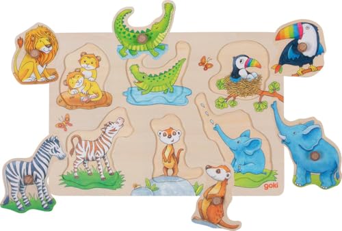 goki 57310 – Hintergrundbildpuzzle Wilde Tierbabys - Steckpuzzle für Kleinkinder mit Tiermotiven und Holzgriffen goki 57310 – Hintergrundbildpuzzle Wilde Tierbabys - Steckpuzzle für Kleinkinder mit Tiermotiven und Holzgriffen von goki