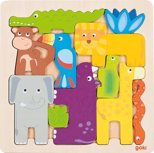 goki 57320 – Einlegepuzzle Safari aus Holz – 11-teiliges Kinderpuzzle mit exotischen Tieren, ca. 21 cm breit, ab 3 Jahren goki 57320 – Einlegepuzzle Safari aus Holz – 11-teiliges Kinderpuzzle mit exotischen Tieren, ca. 21 cm breit, ab 3 Jahren von goki