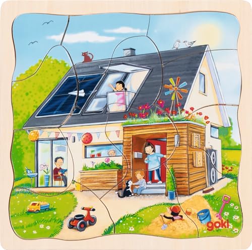 goki 57322 - Schichtenpuzzle Wir Bauen EIN Haus, 3 Schichten mit Motiven von Hausbauphasen, fördert Motorik und Problemlösungsfähigkeit der Kinder, 20cm x 20cm, 35er Set, ab 3 Jahre goki 57322 - Schichtenpuzzle Wir Bauen EIN Haus, 3 Schichten mit Motiven von Hausbauphasen, fördert Motorik und Problemlösungsfähigkeit der Kinder, 20cm x 20cm, 35er Set, ab 3 Jahre von goki