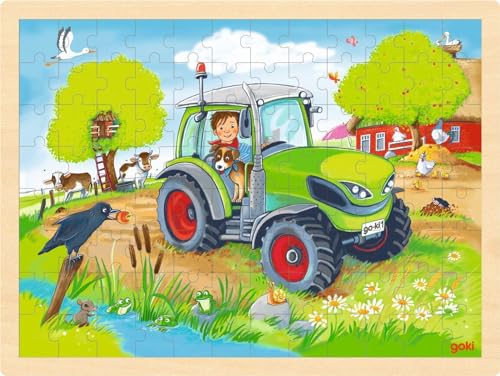 goki 57326 - Einlegepuzzle Traktor und Bauernhof aus Holz– Fördert Fantasie und Feinmotorik bei Kindern, Hoftiere, 40cm x 30cm, 96-er Set, ab 3 Jahre goki 57326 - Einlegepuzzle Traktor und Bauernhof aus Holz– Fördert Fantasie und Feinmotorik bei Kindern, Hoftiere, 40cm x 30cm, 96-er Set, ab 3 Jahre von goki