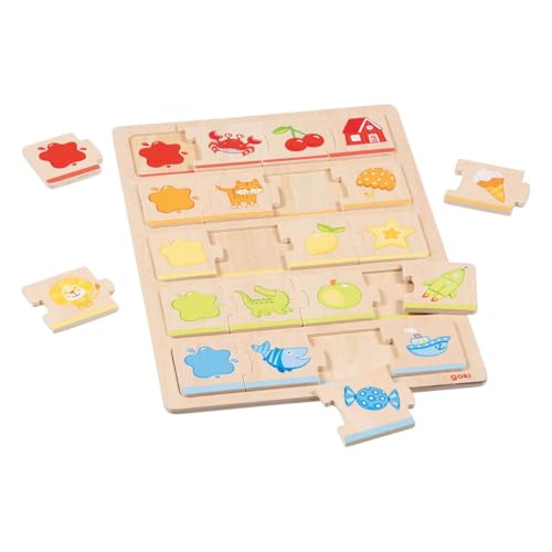 goki 57343 - Mein erstes Farbenpuzzle – erstes Lernspielzeug für Kinder – Fördert spielerisch den Umgang mit Farben, Formen und Motorik, 20er Set, ab 2 Jahre von goki
