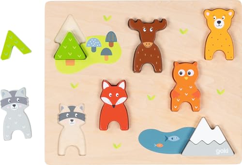 goki 57364 - Einlegepuzzle Wilde Tiere aus Holz für Kinder ab 2 Jahren goki 57364 - Einlegepuzzle Wilde Tiere aus Holz für Kinder ab 2 Jahren von goki
