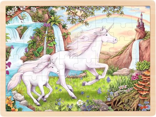 goki 57366 - Einlegepuzzle Einhorn aus Holz, Holzpuzzle mit Pferden in idylischer Landschaft, Lernspielzeug und Kinderpuzzle, fördert Fantasie und Motorik der Kinder, 40cm x 30cm, 48er Set, ab 3 Jahre goki 57366 - Einlegepuzzle Einhorn aus Holz, Holzpuzzle mit Pferden in idylischer Landschaft, Lernspielzeug und Kinderpuzzle, fördert Fantasie und Motorik der Kinder, 40cm x 30cm, 48er Set, ab 3 Jahre von goki