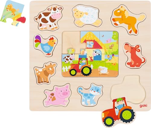 goki 57371 - Einlegepuzzle aus Holz mit Bauernhoftiere - 15 Teile goki 57371 - Einlegepuzzle aus Holz mit Bauernhoftiere - 15 Teile von goki