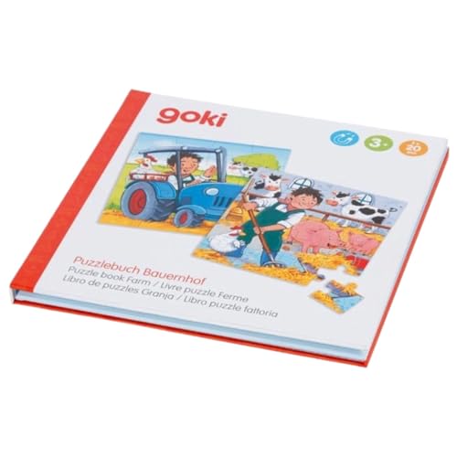 goki 57384 - Puzzlebuch Bauernhof mit 2 x 20 magnetischen Puzzleteilen von goki
