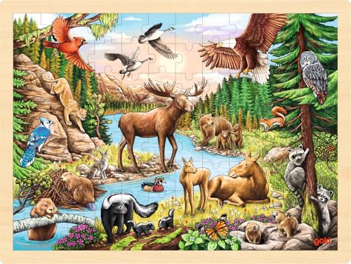 goki 57409 - Einlegepuzzle Nordamerikanische Wildnis aus Holz, Holzpuzzle mit Tiermotiv, Lernspielzeug und Kinderpuzzle, fördert Fantasie und Motorik der Kinder, 40cm x 30cm, 96er Set, ab 3 Jahre goki 57409 - Einlegepuzzle Nordamerikanische Wildnis aus Holz, Holzpuzzle mit Tiermotiv, Lernspielzeug und Kinderpuzzle, fördert Fantasie und Motorik der Kinder, 40cm x 30cm, 96er Set, ab 3 Jahre von goki