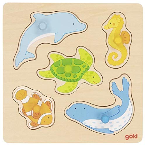 goki 57446 - Steckpuzzle Im Meer aus Holz - 5 Teile von goki