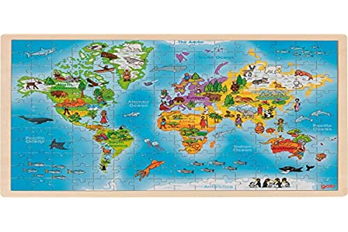 goki 57460 Einlegepuzzle Welt aus Holz, Holzpuzzle mit Tieren und Menschen der Erde, Lernspielzeug und Kinderpuzzle, fördert Fantasie und Motorik, 46cm x 30cm, 192er Set, ab 4 Jahre goki 57460 Einlegepuzzle Welt aus Holz, Holzpuzzle mit Tieren und Menschen der Erde, Lernspielzeug und Kinderpuzzle, fördert Fantasie und Motorik, 46cm x 30cm, 192er Set, ab 4 Jahre von goki