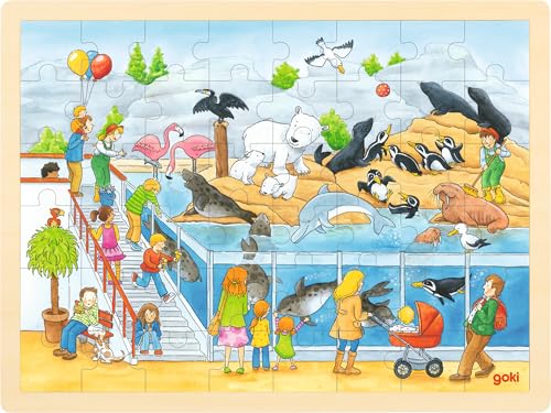 goki 57744 - Einlegepuzzle Ausflug in den Zoo aus Holz, Holzpuzzle mit vielen Tiermotiven, Lernspielzeug und Kinderpuzzle, fördert Fantasie und Motorik, 40cm x 30cm, 48er Set, ab 3 Jahre goki 57744 - Einlegepuzzle Ausflug in den Zoo aus Holz, Holzpuzzle mit vielen Tiermotiven, Lernspielzeug und Kinderpuzzle, fördert Fantasie und Motorik, 40cm x 30cm, 48er Set, ab 3 Jahre von goki