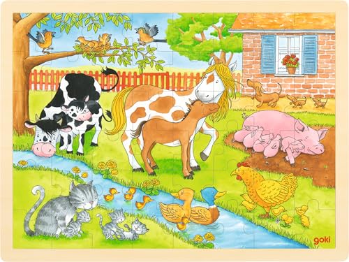 goki 57745 - Einlegepuzzle Leben auf dem Bauernhof aus Holz, Holzpuzzle mit Tiermotiven, Lernspielzeug und Kinderpuzzle, fördert Fantasie und Motorik der Kinder, 40cm x 30cm, 48er Set, ab 3 Jahre goki 57745 - Einlegepuzzle Leben auf dem Bauernhof aus Holz, Holzpuzzle mit Tiermotiven, Lernspielzeug und Kinderpuzzle, fördert Fantasie und Motorik der Kinder, 40cm x 30cm, 48er Set, ab 3 Jahre von goki