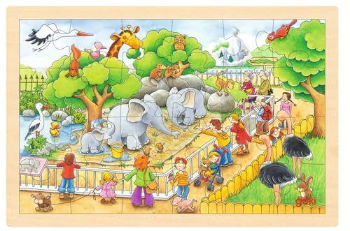 Goki 57808 Zoo Einlegepuzzle Zoobesuch aus Holz, Holzpuzzle mit Zootieren als Motiv, Lernspielzeug und Kinderpuzzle, fördert Fantasie und Motorik der Kinder, 30cm x 20cm, 24er Set, ab 3 Jahre Goki 57808 Zoo Einlegepuzzle Zoobesuch aus Holz, Holzpuzzle mit Zootieren als Motiv, Lernspielzeug und Kinderpuzzle, fördert Fantasie und Motorik der Kinder, 30cm x 20cm, 24er Set, ab 3 Jahre von goki