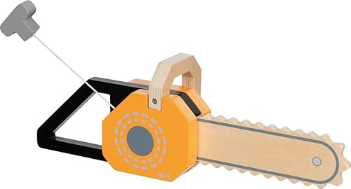 goki 58323 – Kettensäge aus Holz mit Soundfunktion – Spielzeug-Werkzeug mit Rückzugsknatter für kleine Bauprofis ab 3 Jahren von goki