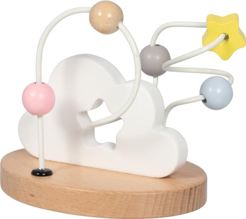 goki 59970 - Motorik-Schleife Sternwölkchen aus Holz & Metall, Fördert Feinmotorik und Hand-Auge-Koordination, Lernspielzeug, Pädagogisches Spielzeug für Kinder, 12x10x10cm, ab 1 Jahr von goki