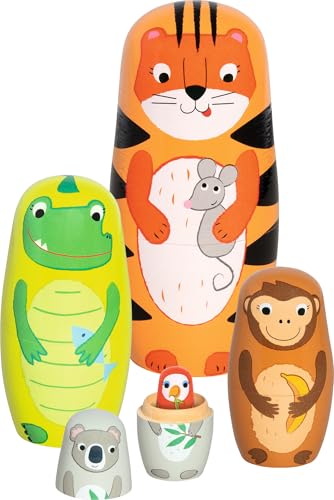 goki 60661 - Matroschka Puppen Tiger Tavi und Seine Freunde aus Holz, Tier-Stapelspiel Klassiker, Lernspielzeug zur Förderung der Motorik und Größenverständnisse, 5er Set, ab 2 Jahre goki 60661 - Matroschka Puppen Tiger Tavi und Seine Freunde aus Holz, Tier-Stapelspiel Klassiker, Lernspielzeug zur Förderung der Motorik und Größenverständnisse, 5er Set, ab 2 Jahre von goki