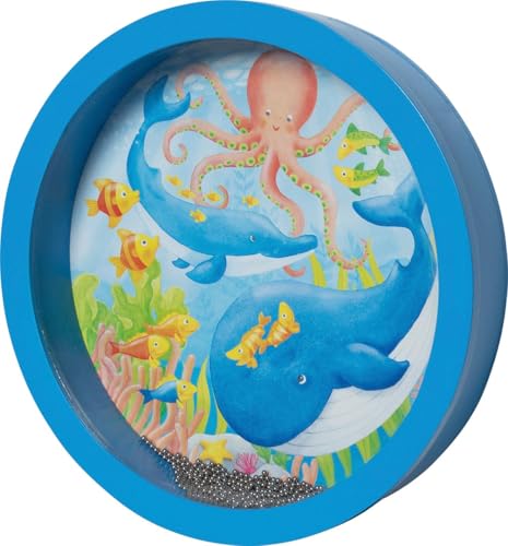 goki 61853 – Trommel „Meeresrauschen“ – Klanginstrument für Kinder aus Holz mit Naturfell, Ø 25,5 cm von goki