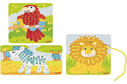 Goki Fädelspiel Papagei, Löwe, Zebra von goki