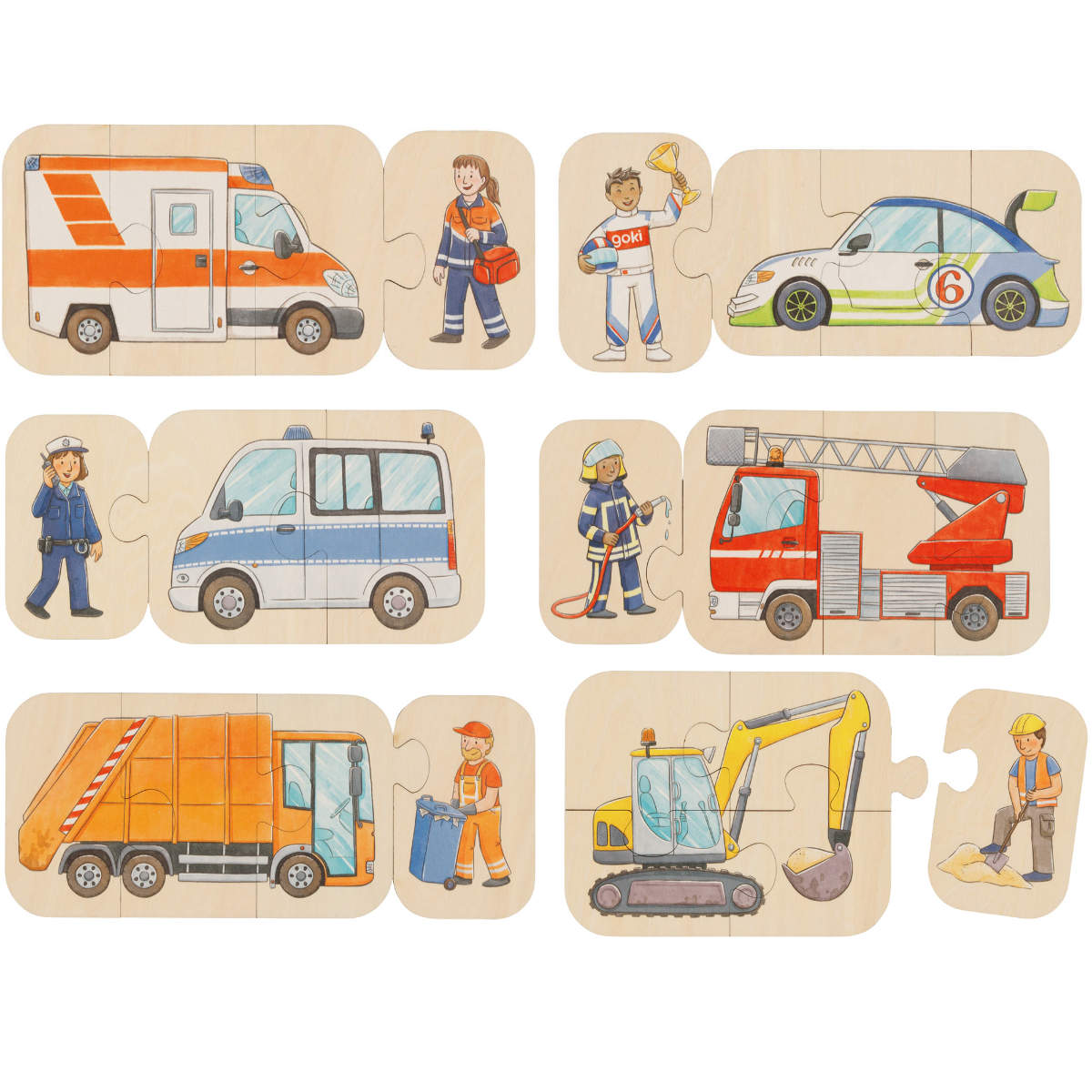 goki - Puzzle Holz - Fahrzeuge 24 Teile goki - Puzzle Holz - Fahrzeuge 24 Teile von goki