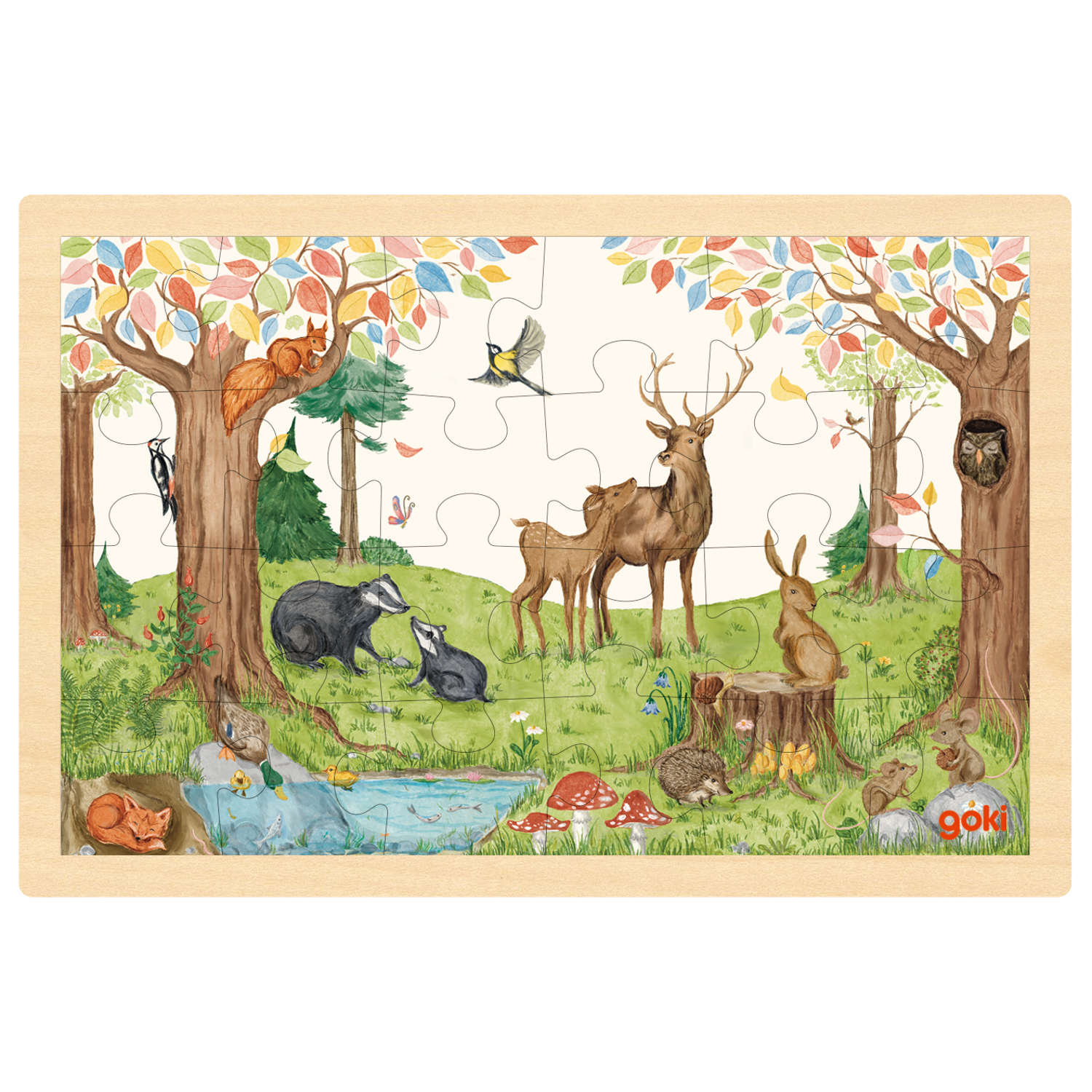 goki - Rahmenpuzzle Holz "Auf der Lichtung" , 24 Teile von goki
