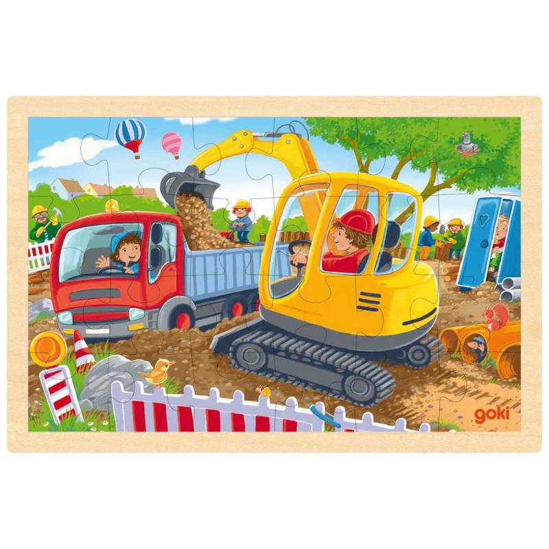 goki - Rahmenpuzzle Holz "Bagger" 24 Teile von goki