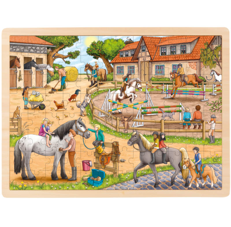 goki - Rahmenpuzzle Holz "Reiterhof", 96 Teile goki - Rahmenpuzzle Holz "Reiterhof", 96 Teile von goki
