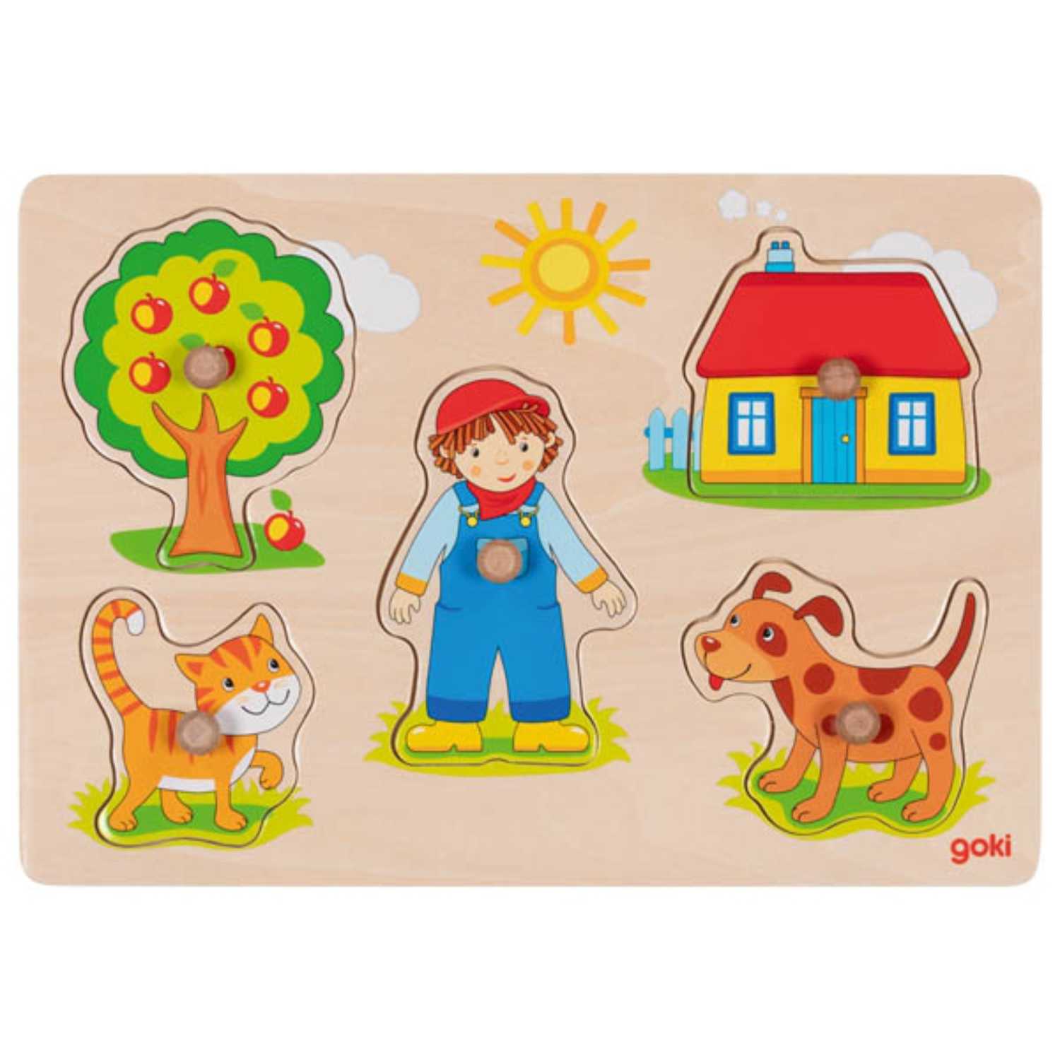 goki - Steckpuzzle Holz - Katze und Hund 5 Teile von goki