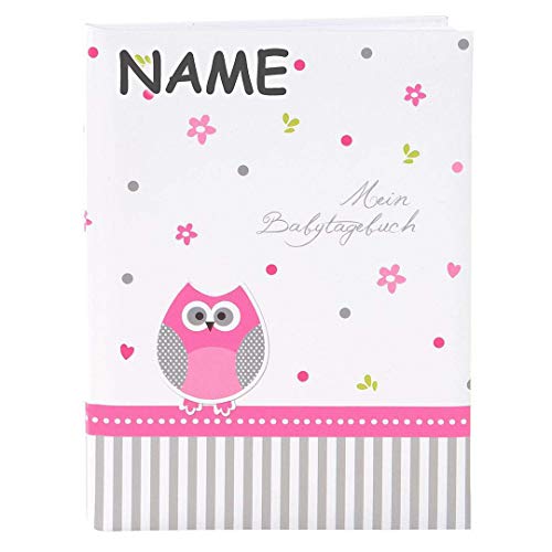 Goldbuch personalisiert mit Name - Babytagebuch, Babyworld Eule, 21 x 28 cm, 44 illustrierte Seiten, Kunstdruck laminiert, Weiß/Rosa, 11328 von goldbuch