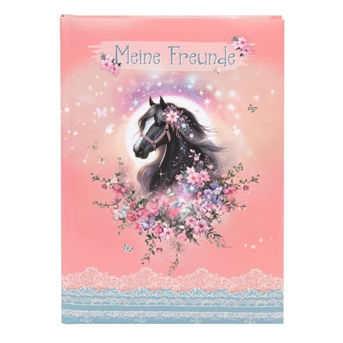 goldbuch 43 141 Freundebuch Luna, Freundschaftsbuch DIN A5 mit 84 illustrierte Seiten, für Kita, Hort und Grundschule, für Beste Freunde in der Schulzeit, Kunstdruck Einband mit Pferde-Motiv, Rosa von goldbuch