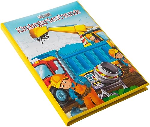 goldbuch 43 216 Kita Freundebuch Baustelle, DIN A5, Freundschaftsbuch zum Ausfüllen, Erinnerungsbuch an Freunde, Notizbuch mit 88 illustrierte Seiten, Einband mit Kunstdruck von goldbuch