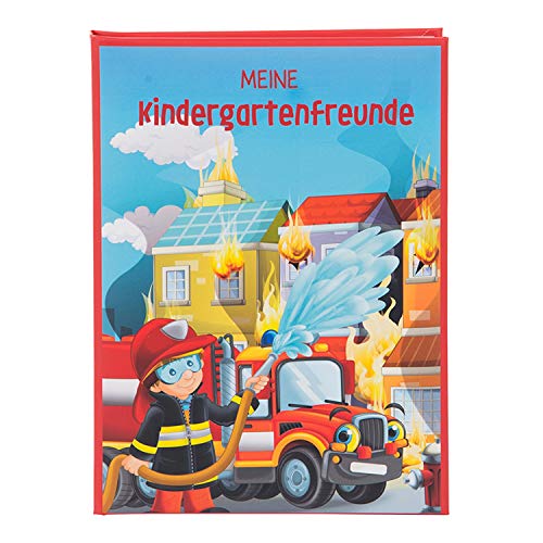 goldbuch 43101 Kita Freundebuch Feuerwehrfreunde, Buch DIN A5, Freundschaftsbuch zum Ausfüllen, Erinnerungsbuch an Freunde, mit 88 illustrierte Seiten, Einband mit Kunstdruck, ca. 15 x 21 x 1,5 cm, M von goldbuch