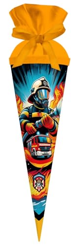 goldbuch 93 160 Geschenktüte 35 cm FEUERWACHE, Schultüte mit Motiv Feuerwehr, Geschenkverpackung 35 x 11,5 cm, Geschwistertüte für Jungen und Mädchen, Zuckertüte aus Lackkarton mit Filzverschluss von goldbuch