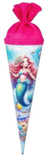 goldbuch 93 162 Geschenktüte 35 cm Prinzessin AQUARINA, Geschwistertüte Meerblau, Schultüte mit Motiv Meerjungfrau, Geschenkverpackung 35 x 11,5 cm, Zuckertüte aus Lackkarton mit Filzverschluss von goldbuch