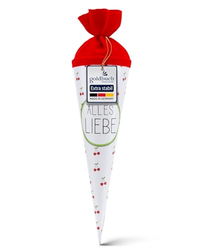 goldbuch 93 212 Geschenktüte Kirschen, Schultüte in Weiß mit Kirschen als Motiv, Länge 35 cm, Durchmesser 11,5 cm, Zuckertüte für Jungen und Mädchen, Geschenktüte aus Lackkarton mit Filzverschluss goldbuch 93 212 Geschenktüte Kirschen, Schultüte in Weiß mit Kirschen als Motiv, Länge 35 cm, Durchmesser 11,5 cm, Zuckertüte für Jungen und Mädchen, Geschenktüte aus Lackkarton mit Filzverschluss von goldbuch