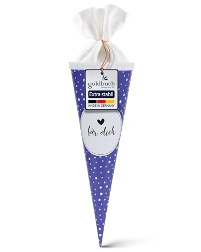 goldbuch 93 215 Schultüte in Blau mit weißen Punkten als Motiv, Zuckertüte für Jungen und Mädchen, Geschenktüte aus Lackkarton mit Filzverschluss, EIN Herz für Dich, Länge 35 cm, Durchmesser 11,5 cm goldbuch 93 215 Schultüte in Blau mit weißen Punkten als Motiv, Zuckertüte für Jungen und Mädchen, Geschenktüte aus Lackkarton mit Filzverschluss, EIN Herz für Dich, Länge 35 cm, Durchmesser 11,5 cm von goldbuch