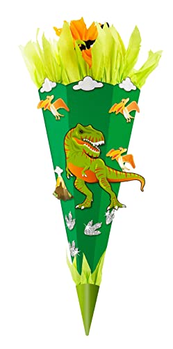 goldbuch 97 721 Schultüten-Bastelset Dino, 3D Zuckertüte ca. 70 cm, Schultüte zum Basteln und Gestalten, Geschenktüte für Jungen und Mädchen, aus Karton, zur Einschulung und Schulanfang von goldbuch