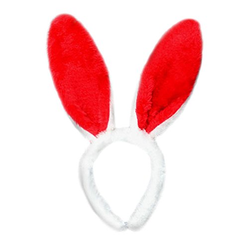 goodjinHH 01 Erwachsene Kinder Haarband Ostern Flauschige Plüsch Kaninchenohr Stirnband Haarreif Haarschmuck Hasenohren Haarnadelkopfschmuck für Ostern Geburtstag Cosplay (Rot, Freie Größe) von goodjinHH 01