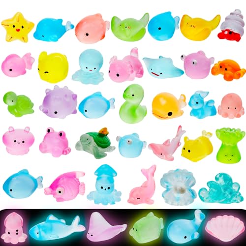 40 Stück leuchtende Mini-Ozean-Tiere aus Kunstharz, 40 Stile, winzige Meerestiere, leuchten im Dunkeln, Miniatur, kleine Kunstharz-Tierfiguren, Großpackung für Feengarten, Mikro-Landschaft, Aquarium 40 Stück leuchtende Mini-Ozean-Tiere aus Kunstharz, 40 Stile, winzige Meerestiere, leuchten im Dunkeln, Miniatur, kleine Kunstharz-Tierfiguren, Großpackung für Feengarten, Mikro-Landschaft, Aquarium von gyoyede