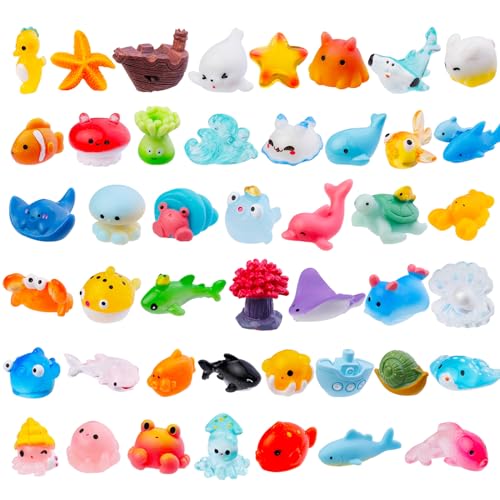 45 Stück Mini-Ozean-Tiere aus Kunstharz, 45 Stile, kleine Meerestiere, Miniatur-Figuren aus Kunstharz, Großpackung für Feengarten, Mikro-Landschaft, Aquarium, Puppenhaus-Dekoration 45 Stück Mini-Ozean-Tiere aus Kunstharz, 45 Stile, kleine Meerestiere, Miniatur-Figuren aus Kunstharz, Großpackung für Feengarten, Mikro-Landschaft, Aquarium, Puppenhaus-Dekoration von gyoyede