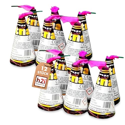 h2i Etna Vulkan | 12 Stück | +/- 15-20 sek | Outdoor Leuchtfontäne mit Funkenregen für Silvester, Halloween & Partys | Kinder & Jugendfeuerwerk | Ganzjahresfeuerwerk Kat 1 von h2i