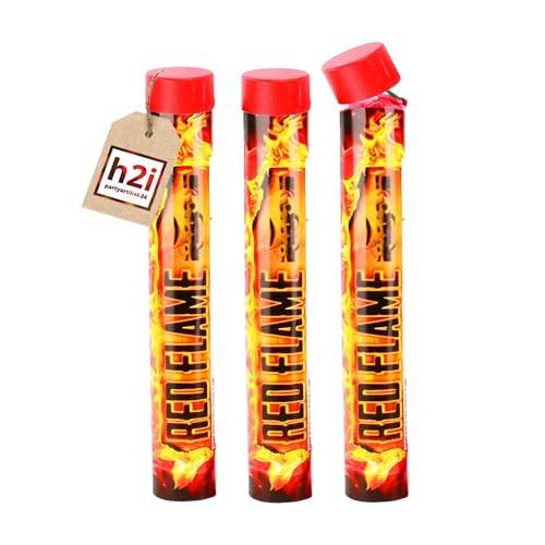 3 Stück h2i Handfackel Bengalo Pyro Rauch Vulkan Lanzenlicht Fontäne Party Feuerwerk Rauchfarbe rot Kat 1 von h2i