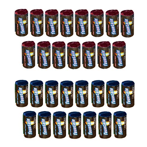 h2i Mini Vulkan | 30 St. | +/- 20 sek | Outdoor Leuchtfontäne mit Silber rot & blauem Funkenregen für Silvester, Halloween & Partys | Kinder & Jugendfeuerwerk | Ganzjahresfeuerwerk Kat 1 von h2i