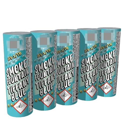 h2i Rauch Vulkan Fontäne - Smoke Tube Rauchfackel Rauchtopf Rauchgenerator Rauchbombe - 5 Stück Rauchfarbe Blau/Türkis - dichter kräftiger Rauch - Brenndauer ca. 45 sek - Ganzjahresfeuerwerk Kat T1/F1 von h2i