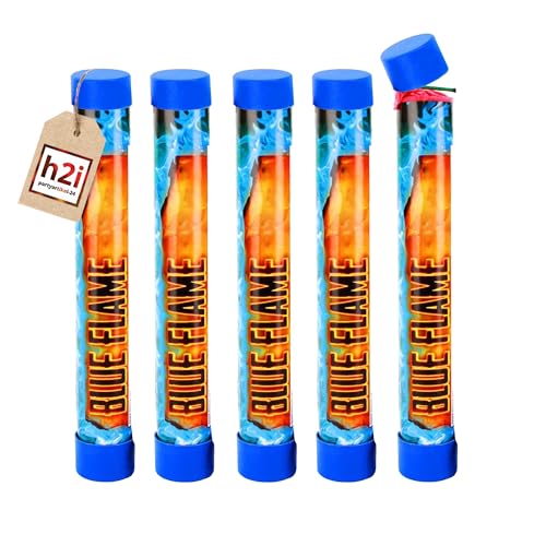 h2i Bengalo - Bengalfeuer | 5 St. | Blau | 40 s | Kraftvolle Handfackel für spektakuläre Lichteffekte | Leuchtfackel & Lanzenlicht mit heller Flamme & Rauch | Ideal für Partys & Events | Kat F1 von h2i