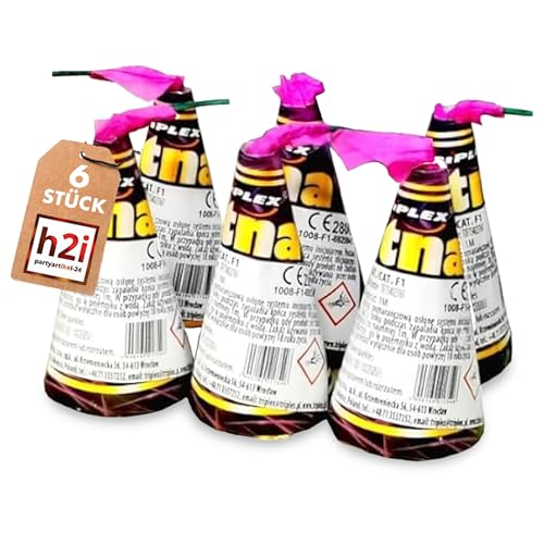 h2i Etna Vulkan | 6 Stück | +/- 15-20 sek | Outdoor Leuchtfontäne mit Funkenregen für Silvester, Halloween & Partys | Kinder & Jugendfeuerwerk | Ganzjahresfeuerwerk Kat 1 von h2i