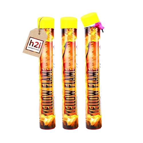 h2i Bengalo - Bengalfeuer | 3 St. | Gelb | 40 s | Kraftvolle Handfackel für spektakuläre Lichteffekte | Leuchtfackel & Lanzenlicht mit Heller Flamme & Rauch | Ideal für Partys & Events | a | Kat F1 von h2i